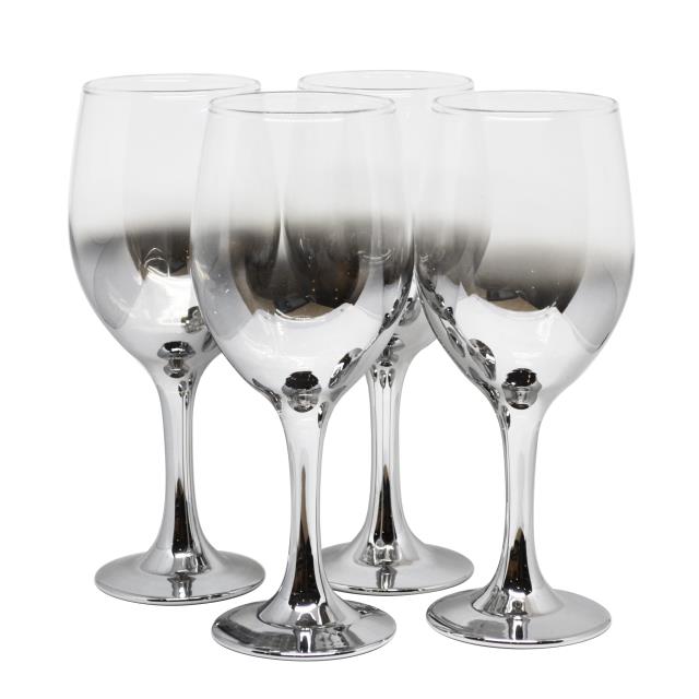 銀色漸層玻璃酒杯四件組(圖)