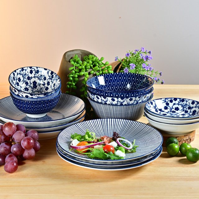 復古藍陶瓷深盤三件套 藍花 食器 餐桌 廚房 商品分類 Yu Living信歐傢居