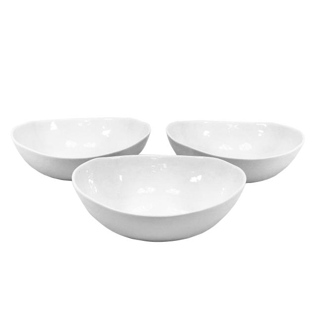 緞面白瓷沙拉碗三件組(圖)