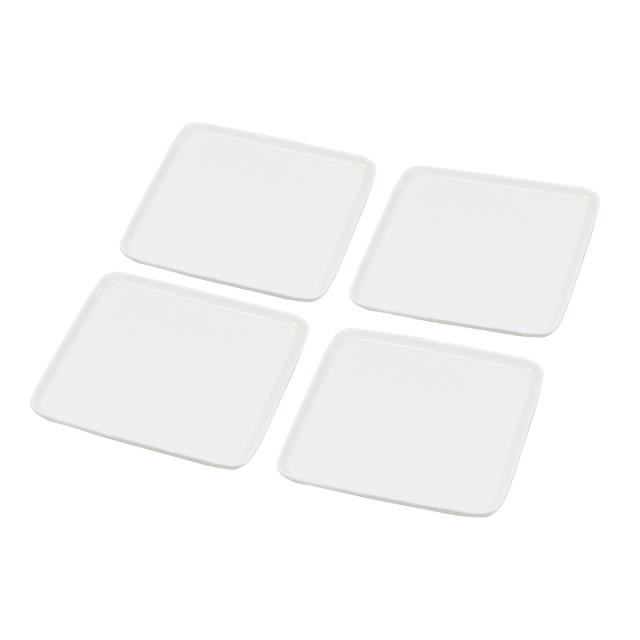 緞面白瓷方盤四件組(圖)