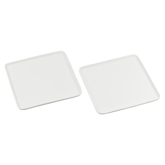 緞面白瓷方盤二件組(圖)