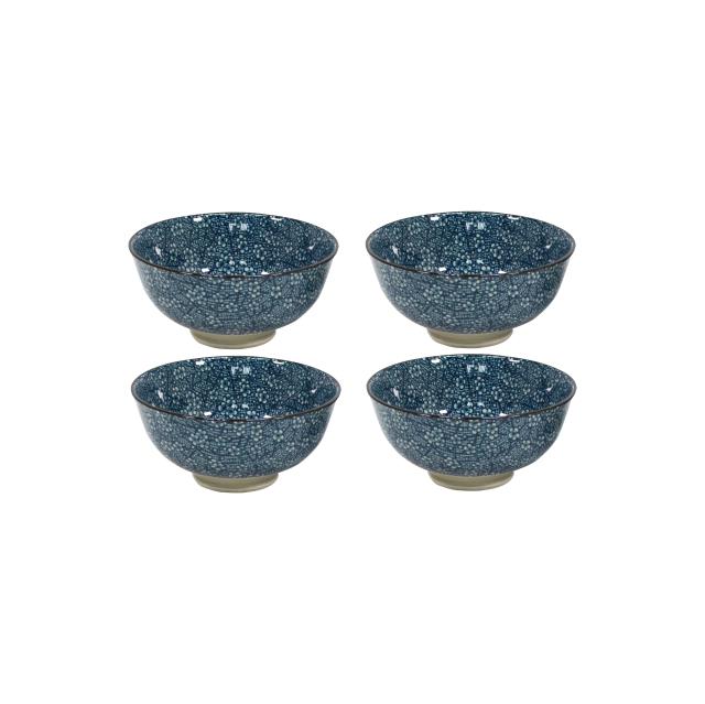 藍色印花餐碗四件組(櫻花)(圖)