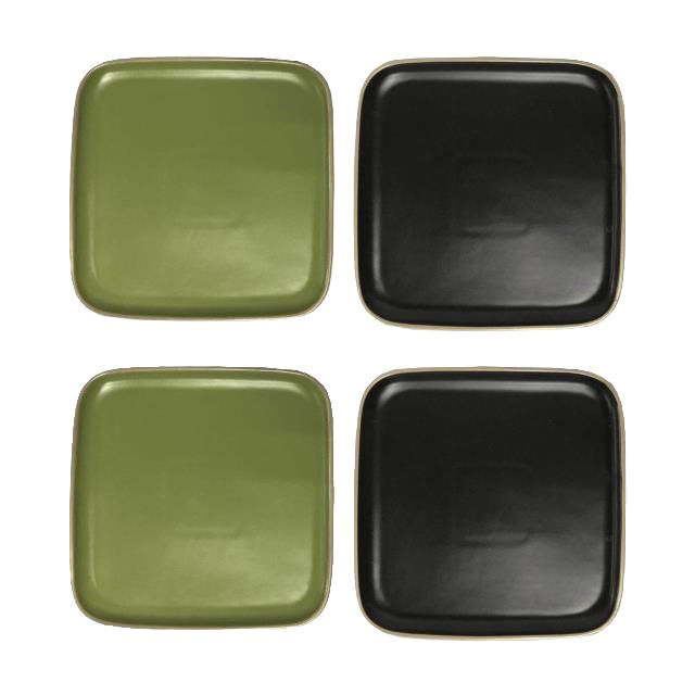 陶瓷方盤四件組(黑/綠)(圖)