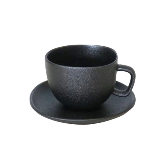 黑釉咖啡杯盤組(圖)