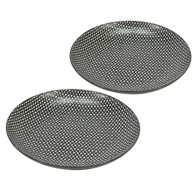普普風陶瓷大餐盤兩件組(黑)(圖)