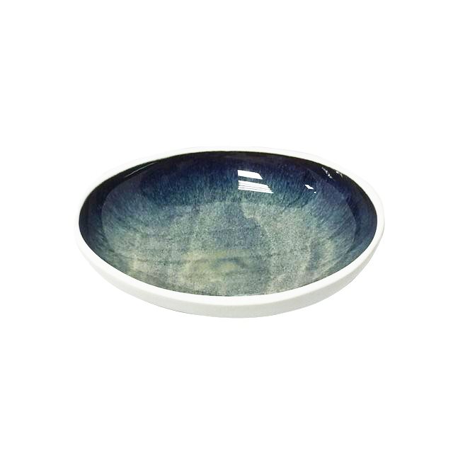 藍色花釉陶瓷深盤(圖)