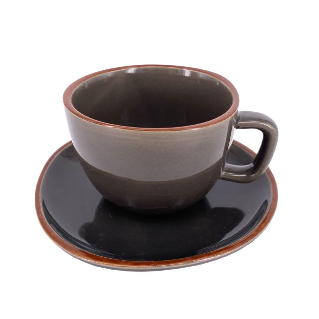 咖啡杯盤組-棕 (一杯一盤)(圖)