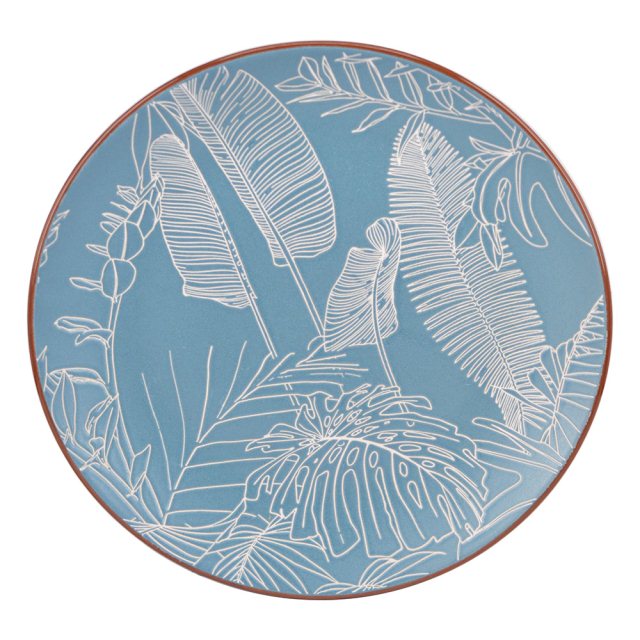 亞光柔和夏日芭蕉葉大盤 10吋 -藍色(圖)