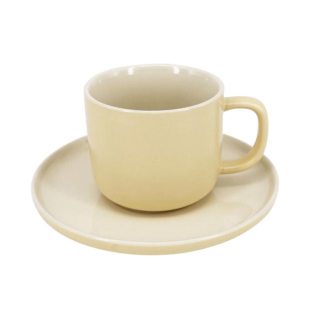 陶瓷杯盤組 200ML-黃(圖)