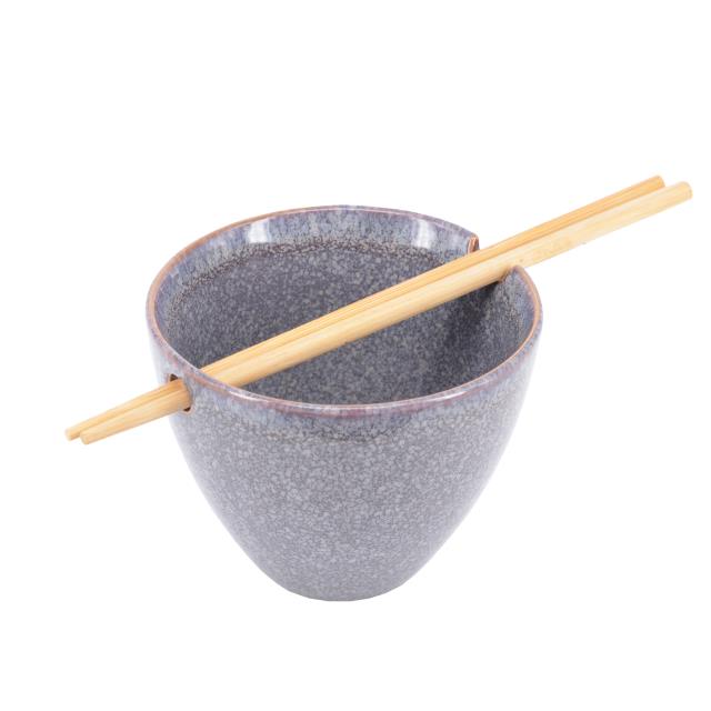 陶瓷特殊釉-麵碗+筷-紫(圖)