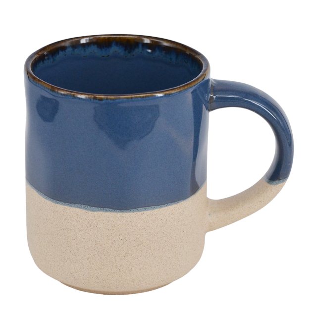 磨砂雙色手作感馬克杯-靜謐深藍 400ML(圖)