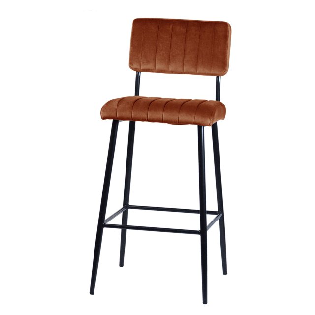 工業復古絨布高腳椅-棕(圖)