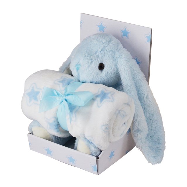 YU兔 蓋毯禮盒-藍(圖)