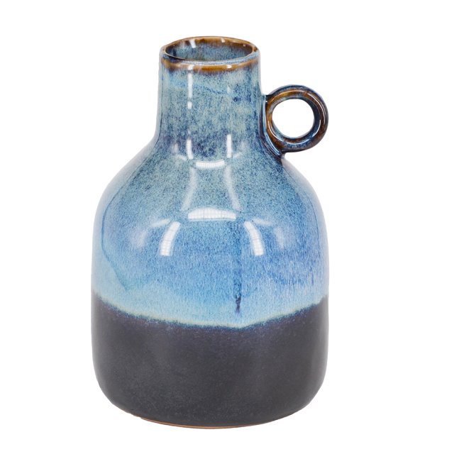 陶瓷窄口圓圈提把窯變釉花瓶-藍色(圖)